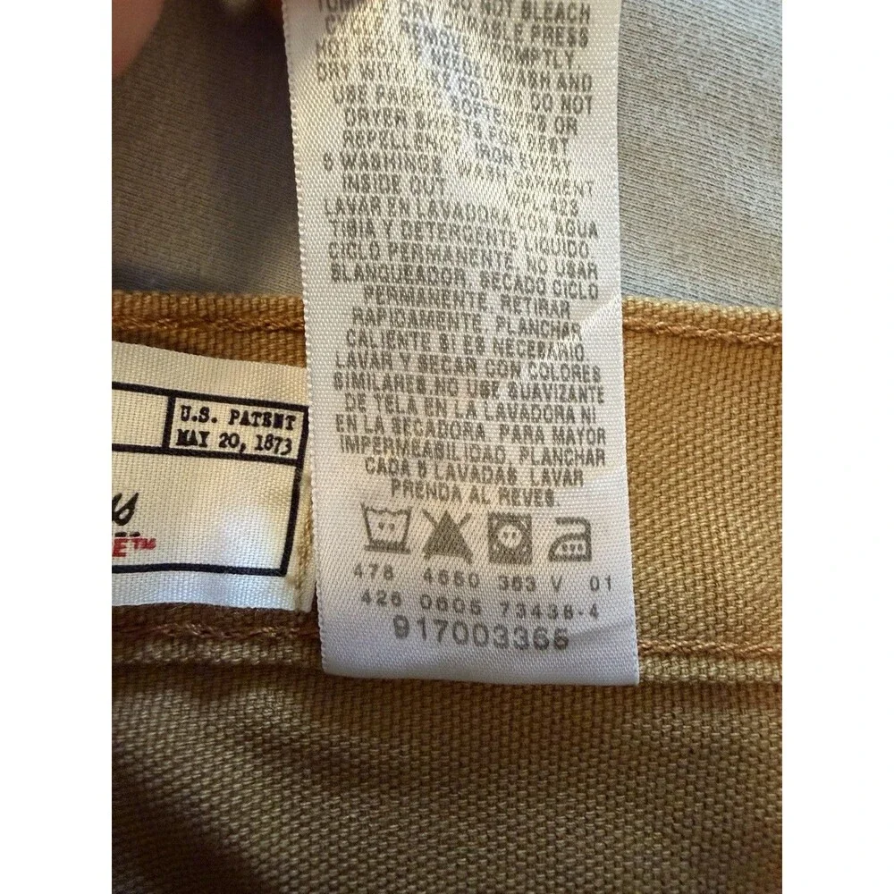 Levi's Pants Mens 38x33 Brown Carpenter Slim Taper Canvas Stretch Workwear